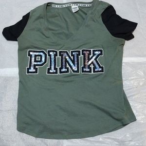 Pink Victoria secret sparking t-shirt.